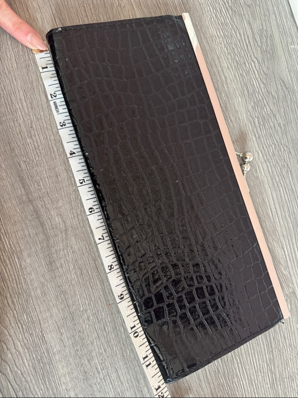 Black Croc-Embossed Clutch Wristlet - Classic Evening Bag - Picture 8 of 9